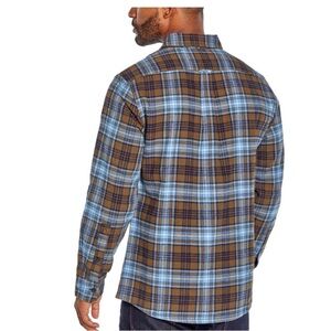 Men's Blue and Brown Button up Flannel